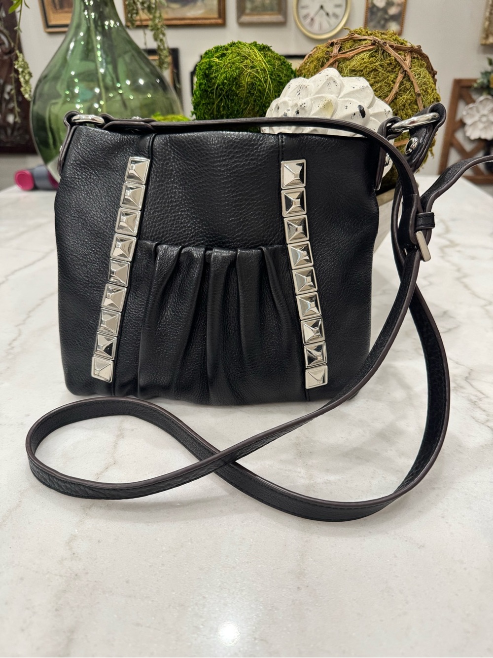 Black Stud-Accent Crossbody Bag
